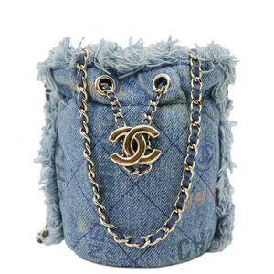 CHANEL Blue Denim Shoulder Bag